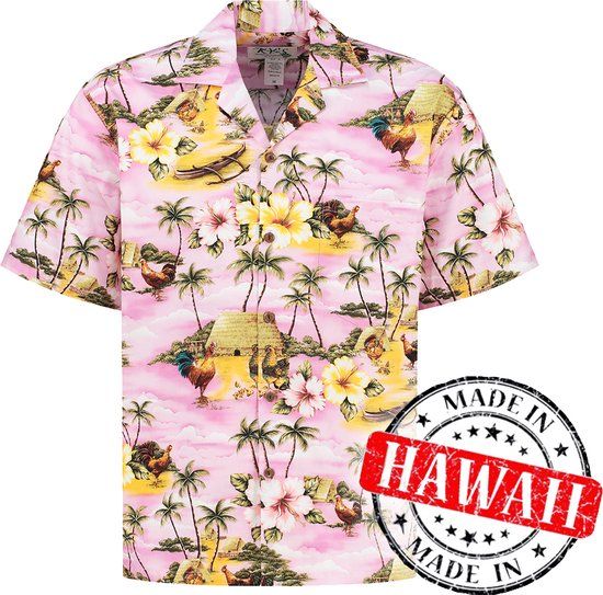 Hawaii Blouse Men - Shirt - 100% Cotton - Short Sleeve Men's Shirt - Made in Hawaii "Island Adventures" Size S