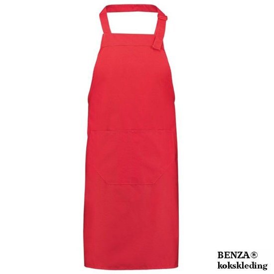 Benza Schort Keukenschort voor volwassenen 70 x 85 cm en koksmuts - Rood