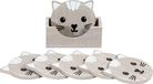 Unyqoos® Sous-verres – Set de 6 avec support pour verres, gobelets et tasses, motif chat, cadeau pour amoureux des chats et propriétaires de chats