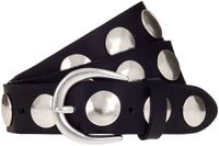 b.belt Leren riem Luna Silver Leather Belt W95 Black zwart
