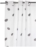 Homemaison Gordijn, geborduurd, bladeren, polyester, grijs, 260 x 140 cm