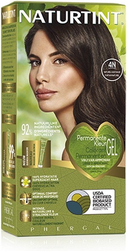 Naturtint Permanente Kleuring 4N Naturel Kastanje - 170ml - Vegan - Ammoniakvrij - BioBased Certified - Microplastic FREE