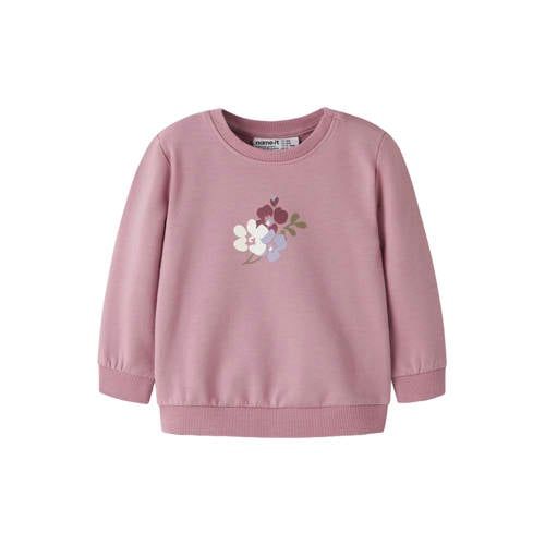 NAME IT BABY sweater met print - oudroze