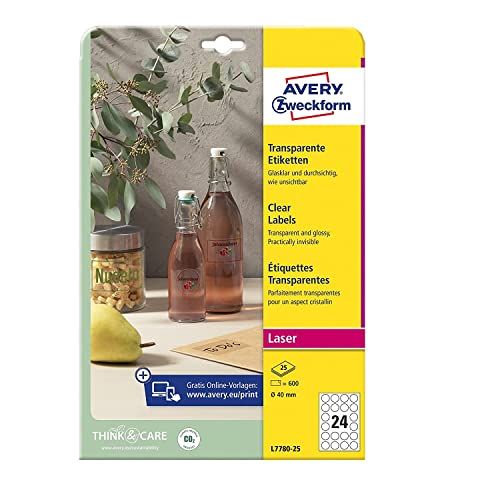 AVERY Zweckform L7787-25 transparante ronde etiketten 60 mm
