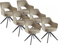 Vente-unique Set van 6 draaistoelen met armleuningen van fluweel en zwart metaal - Beige - KONYA