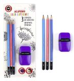 Alpino Color Experience HB Potloden Set van 3 met Gum en Puntenslijper