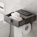 Unyqoos Porte-rouleau de papier toilette en aluminium avec tiroir coulissant et rangement pour lingettes humides, gris mat