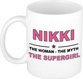 Bellatio Decorations naam cadeau mok - Nikki - Woman Myth Supergirl - koffiemok - 300 ml - collega - moederdag