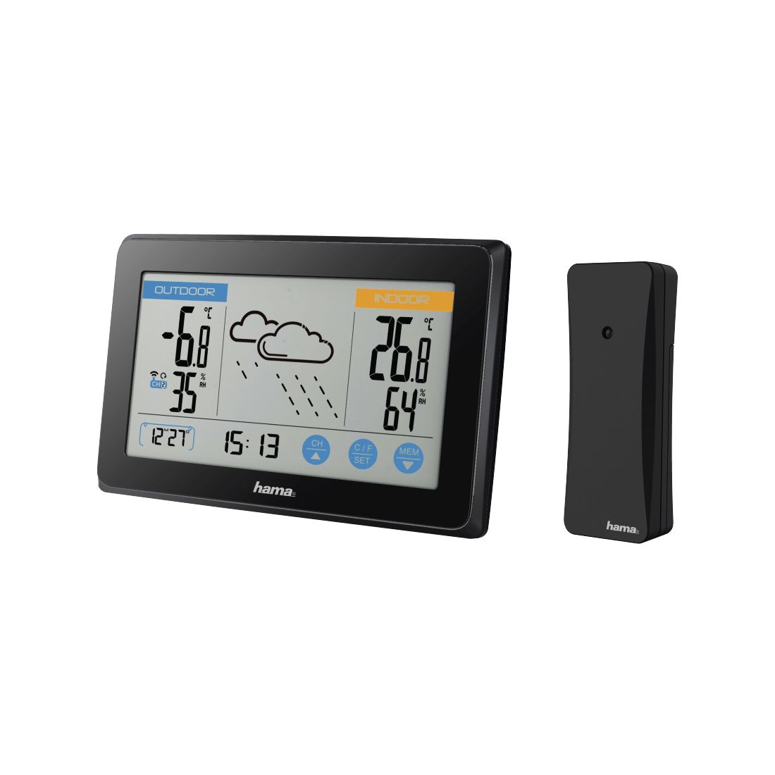 Hama Touch Zwart LED Weerstation met Batterij/Accu