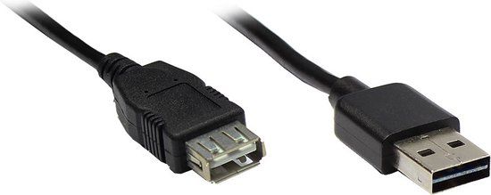 Alcasa USB A - USB A 1.8m M/F USB-kabel 1,8 m USB 2.0 Zwart