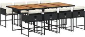 vidaXL 9-delige tuinset van polyrattan met kussens, zwart
