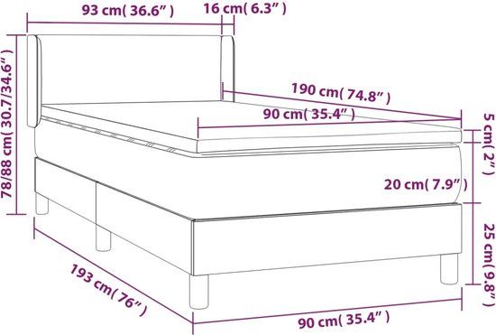 vidaXL Boxspring met matras stof lichtgrijs 90x190 cm