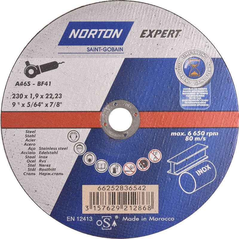 Norton Expert doorslijpschijf staal/inox 230x1,9x22,23mm