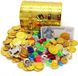 Allecto Plus - Mini coffre au trésor pour enfants avec serrure et clé - Coffre à jouets 14 x 11 x 10 cm - 120 pièces d'or et 100 grammes de diamants