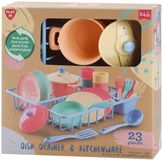 Playgo Play speelgoed wasrek met keukenaccessoires - 23-delige set servies.