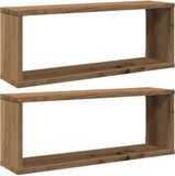 vidaXL Wandkubusplanken, 2 stuks, ambachtelijk eiken, 60 x 15 x 23 cm