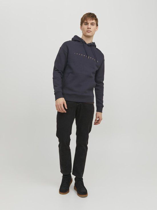 JACK & JONES JJESTAR Heren Hoodie - Dark Navy - Maat XL