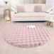 Merkloos Rond Pluchen Vloerkleed - Roze - 120 cm Diameter