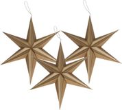 Gerimport étoile de Noël - 3x pièces - marron - 30 cm - papier - lanterne