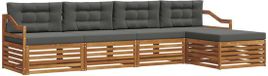 vidaXL Bank loungeset 5 zitplaatsen Acacia hout Natuurlijk en antraciet