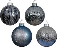 Decoris Decostar Kerstbal glas d8 cm blauw