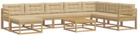 vidaXL - Hoek loungeset - 8 zitplekken - Wit en Beige - Acacia Hout