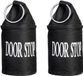 Esschert Design Stopper de porte en toile noir avec anneau - 2x - H15 cm