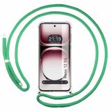 Transparante Oppo Transparante beschermhoes voor de Oppo Reno 12 5G, met koord in watergroen