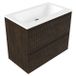 Saniclass Holz Atelier Badkamermeubelset - 80x45x77.5cm - Torino solid surface wastafel wit - zonder kraangat - 2 lades - mat eiken charcoal (hout) SW1420802/SW1471856