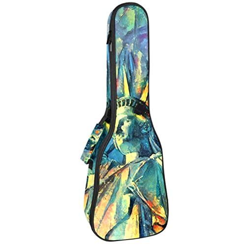 Mersov Tenor Ukulele Gigbag Waterdichte Ukelele Case Gewatteerde Rugzak, Geweldig voor Sopraan Concert (21/23/24") Olieverfschilderij Vrijheidsbeeld
