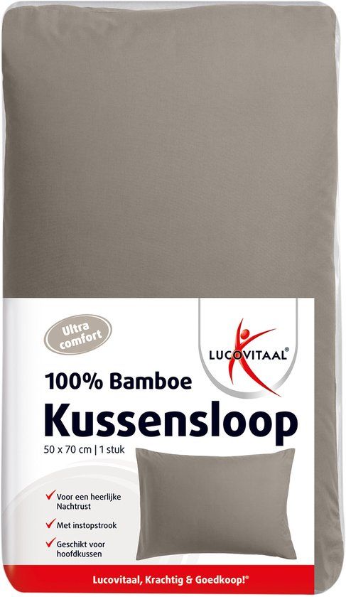 Lucovitaal 100% Bamboe Kussensloop Taupe 50 x 70 cm