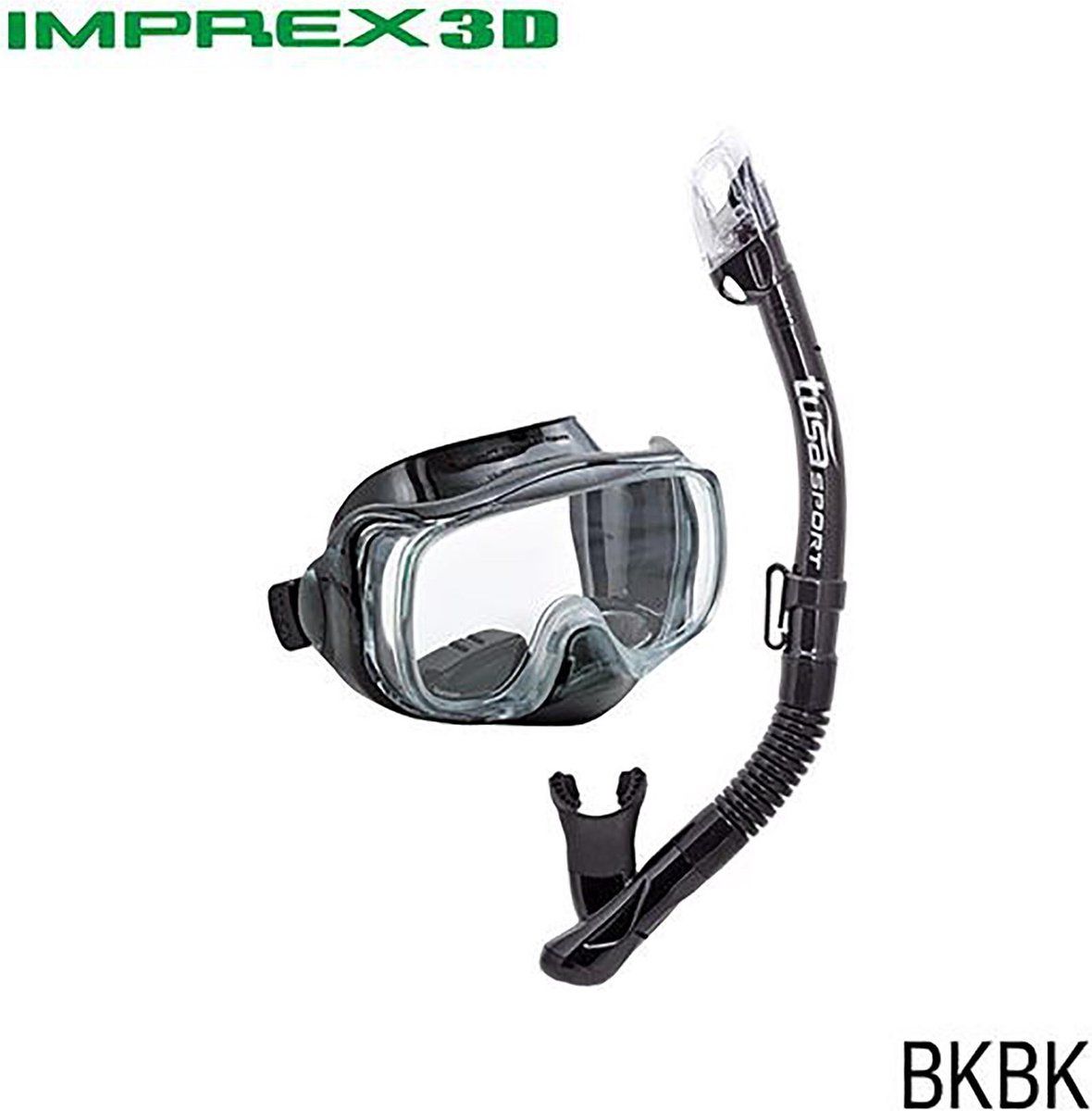 Tusa Sport Imprex 3D Dry UC3325 Snorkelset - Zwart/Zwart