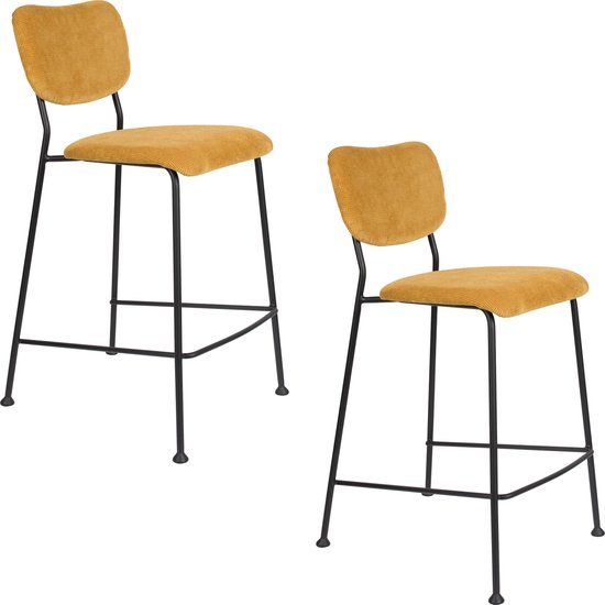 Zuiver Benson Barkrukken rugleuning 64,5 cm Oker - Set van 2