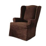 Surefit Suede Box Kussen Sofa Een Stuk Slipcover, Relaxed Fit, Polyester, Machine Wasbaar, Blend, Chocolade Kleur, Vleugelstoel