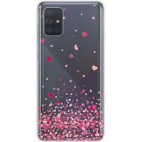 Samsung Galaxy A51 Confettis de coeurs rose bedrukt siliconen hoesje