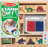 Melissa & Doug Houten stempelset: dinosaurussen – 8 stempels, 5 gekleurde potloden, 2-kleurige stempelpads