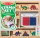 Melissa & Doug Houten stempelset: dinosaurussen – 8 stempels, 5 gekleurde potloden, 2-kleurige stempelpads