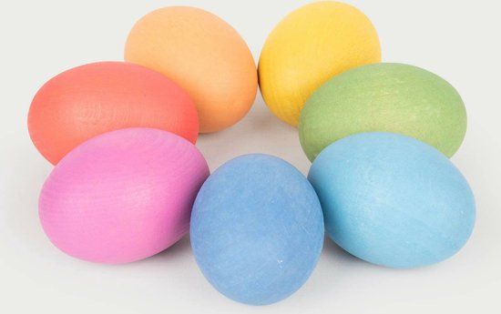 tickit® Regenboog Houten Heuristische Eieren - Educatief & Sensorisch Speelgoed | 3+ jaar