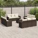 Prolenta Maison Exclusive - Tuinset voor de tuin, 13-delig, met kussens, bruin, van polyrotan
