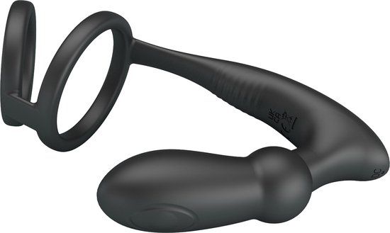 Pretty Love Emoni Cock Ring met Butt Plug - Zwart