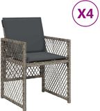 vidaXL Tuinstoelen 4 stuks met kussens polyrotan grijs