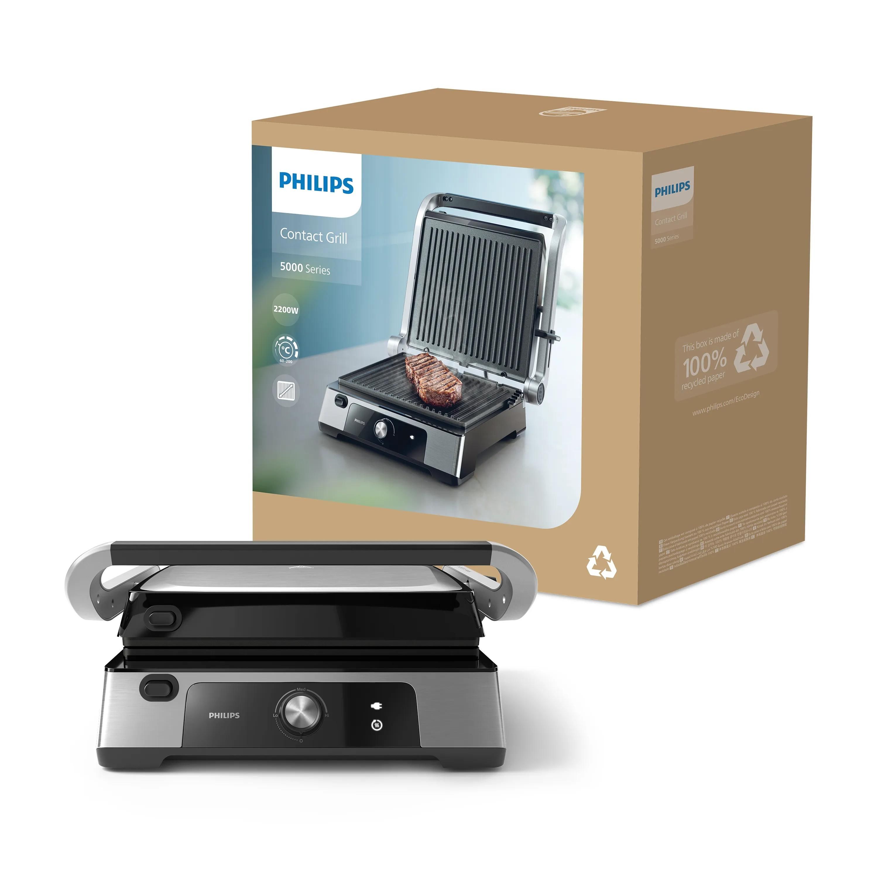 Philips 5000 Series HD6301/90 Contactgrill - 2200W - Zwart/RVS
