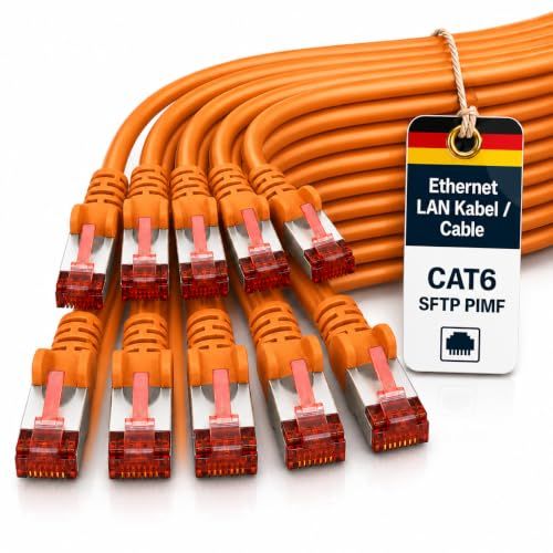 1aTTack.de 10x 1m Cat6 Cat.6 Ethernetkabel Cat 6 Netwerkkabel Patchkabel RJ45 SFTP - Oranje