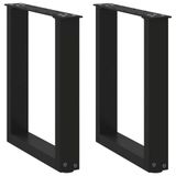 vidaXL Salontafelpoten, U-vorm, 2 stuks, zwart, 28 x (42-43) cm, staal