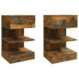 vidaXL Nachtkastjes 2 st 40x35x65 cm bewerkt hout gerookt eikenkleurig