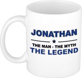 Bellatio Decorations naam cadeau mok - Jonathan - man myth legend - koffiemok - 300 ml - collega - vaderdag