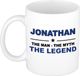 Bellatio Decorations naam cadeau mok - Jonathan - man myth legend - koffiemok - 300 ml - collega - vaderdag