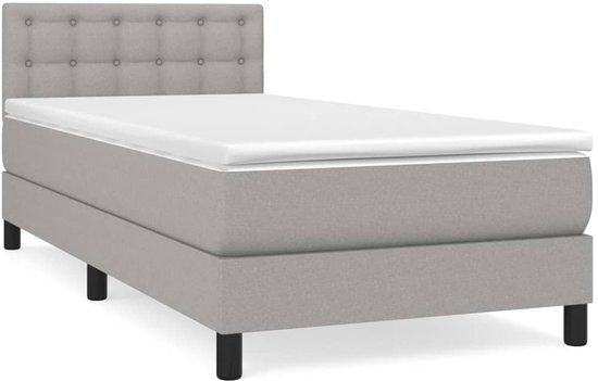 vidaXL Boxspring met matras stof lichtgrijs 90x190 cm