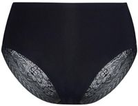Bye Bra Dames maxi slip Kanten Ondergoed met Hoge Taille en Volledige Bedekking, Zachte Tule Stretch Polyamide Elastaan ​​Naadloze Look, Beige & Zwart (Zwart, XXL)