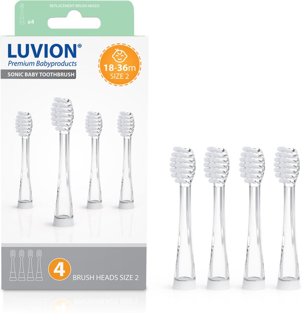 Luvion Opzetborstel - Set 4 stuks - geschikt voor peuters van 18 tot 36 maanden